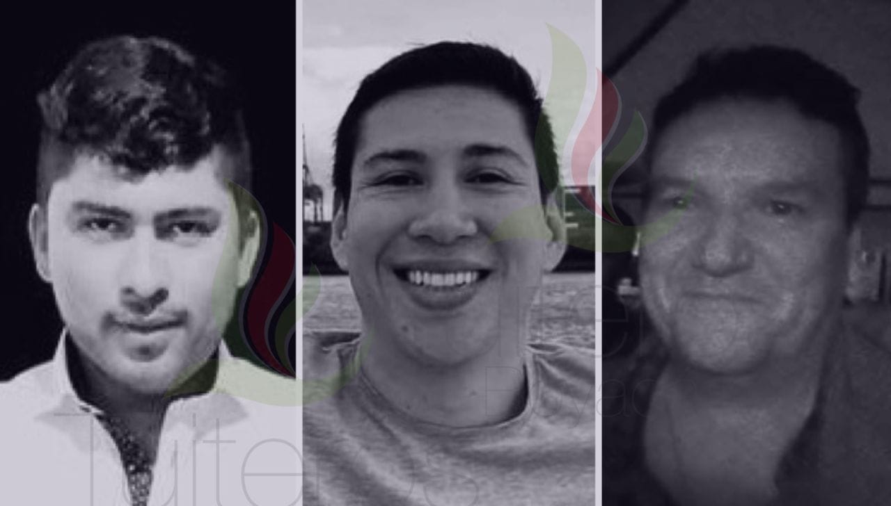 De izquierda a derecha: Javier Yesid Rivera Mateus, Juan Sebastián Borda Salamanca y Juan Ricardo Leguizamón Vacca, los tres fallecidos en el accidente de ayer en Paipa. Foto: Archivo particular y Tuiteros Boyacá.