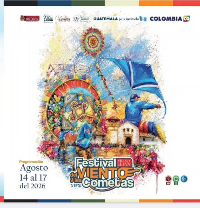 Afiche oficial de la versión 2026 del Festival de Cometas en Villa de Leyva. Foto: Suministrada