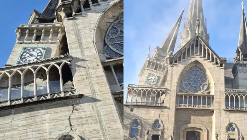 En videos quedan registrados los momentos más impactantes del terremoto de 7,4 ocurrido este lunes en Colombia 2 Un equipo de ingenieros patólogos y expertos en estructuras inició una inspección técnica prioritaria para establecer si el templo conserva las condiciones mecánicas de estabilidad o si existe riesgo de colapso de otros elementos ornamentales y de fachada de la catedral de manizales.
