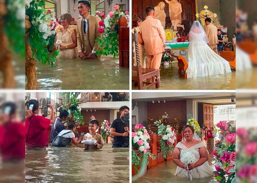 Matrimonio en iglesia inundada en Filipinas