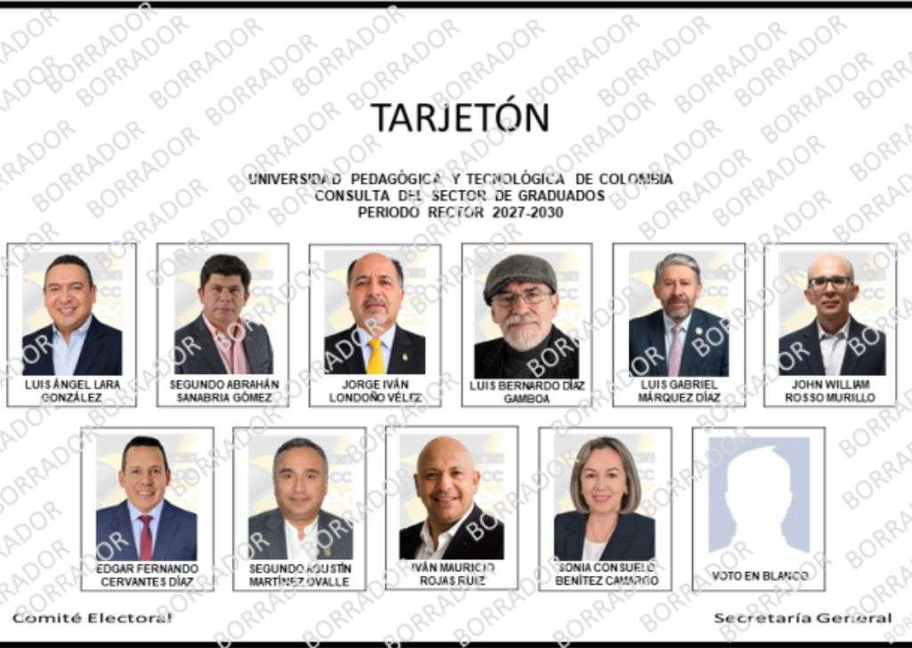 Tarjeton elecciones rector UPTC 2027 2030